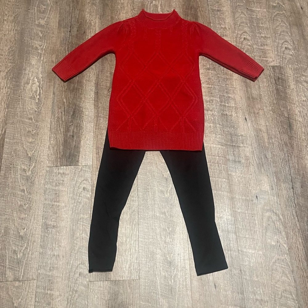 IZ Byer girls red long sweater & black soft leggings